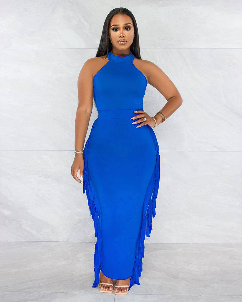 Fringe Baby Skirt Set Dark Blue M