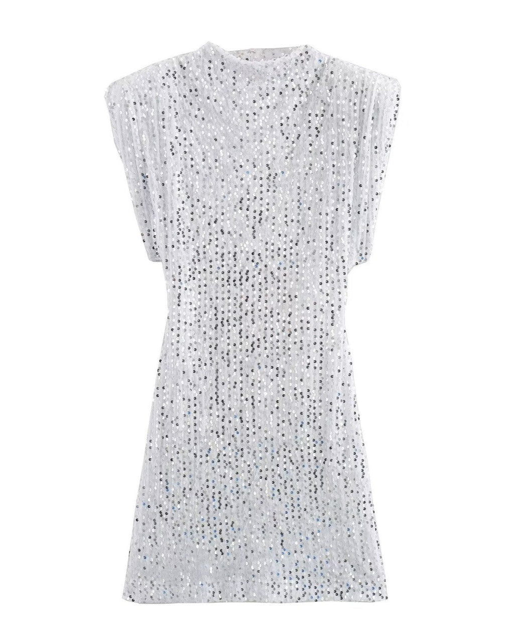 Sequined shoulder-pad dress Grey