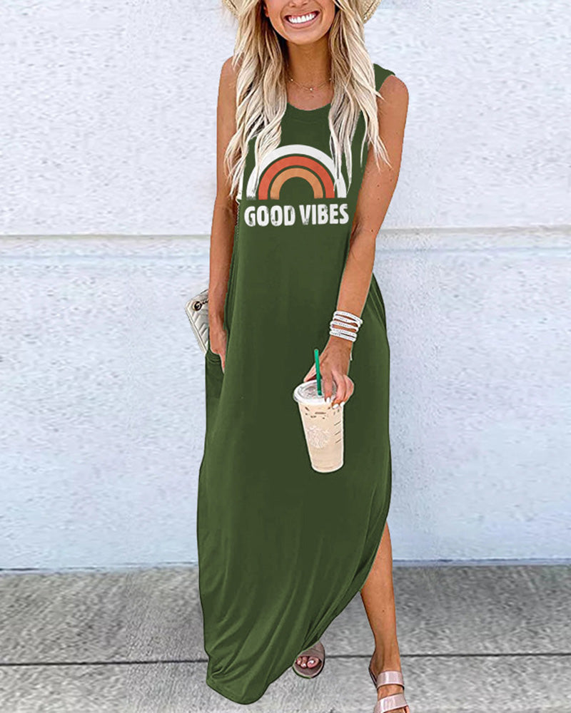 Good Vibe Maxi Dress Army Green