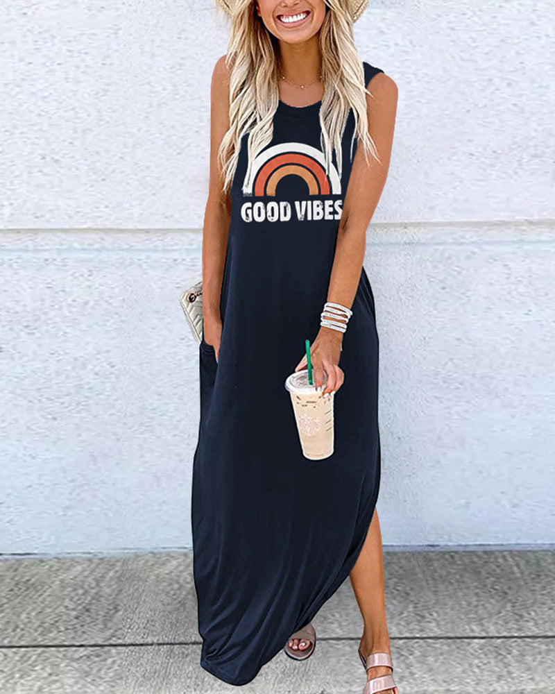 Good Vibe Maxi Dress Navy Blue