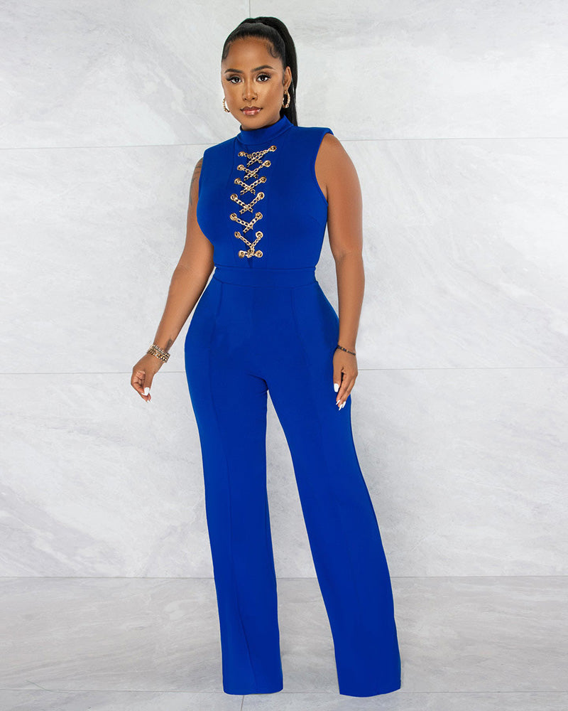 Claudia Chain Jumpsuit Blue