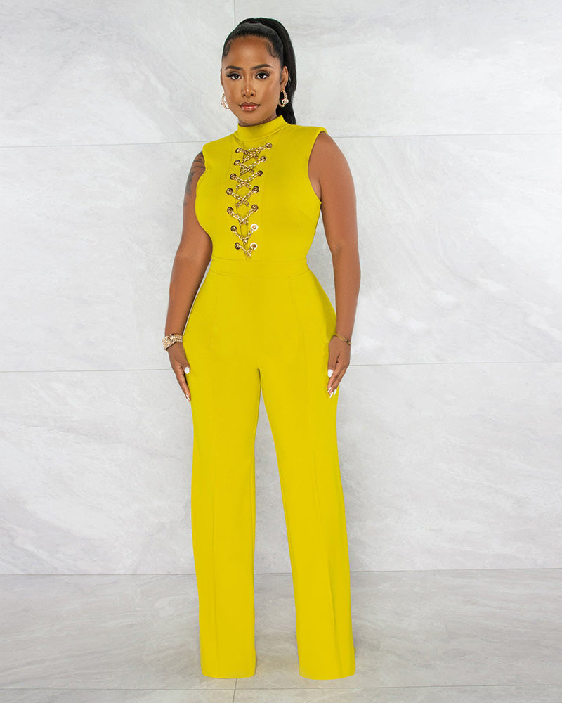 Claudia Chain Jumpsuit Yellow