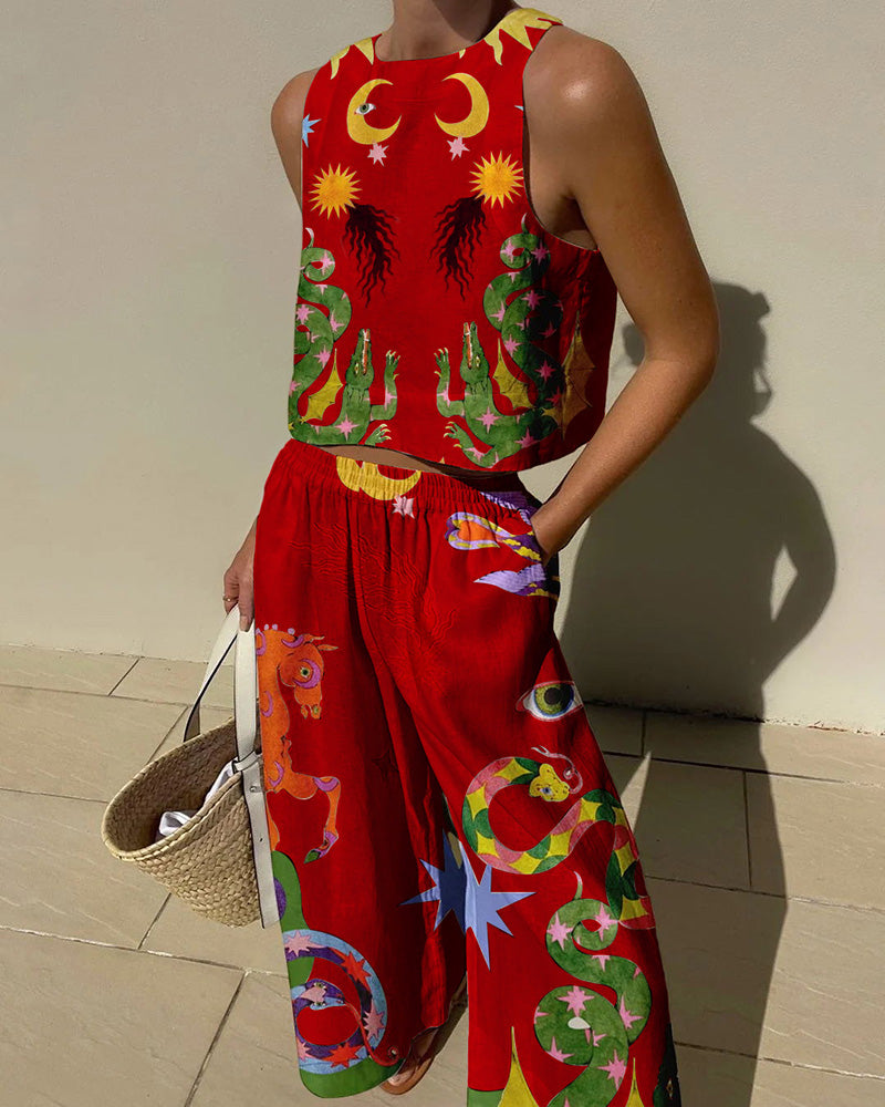 ISLAND DREAMING PANTS SET Red