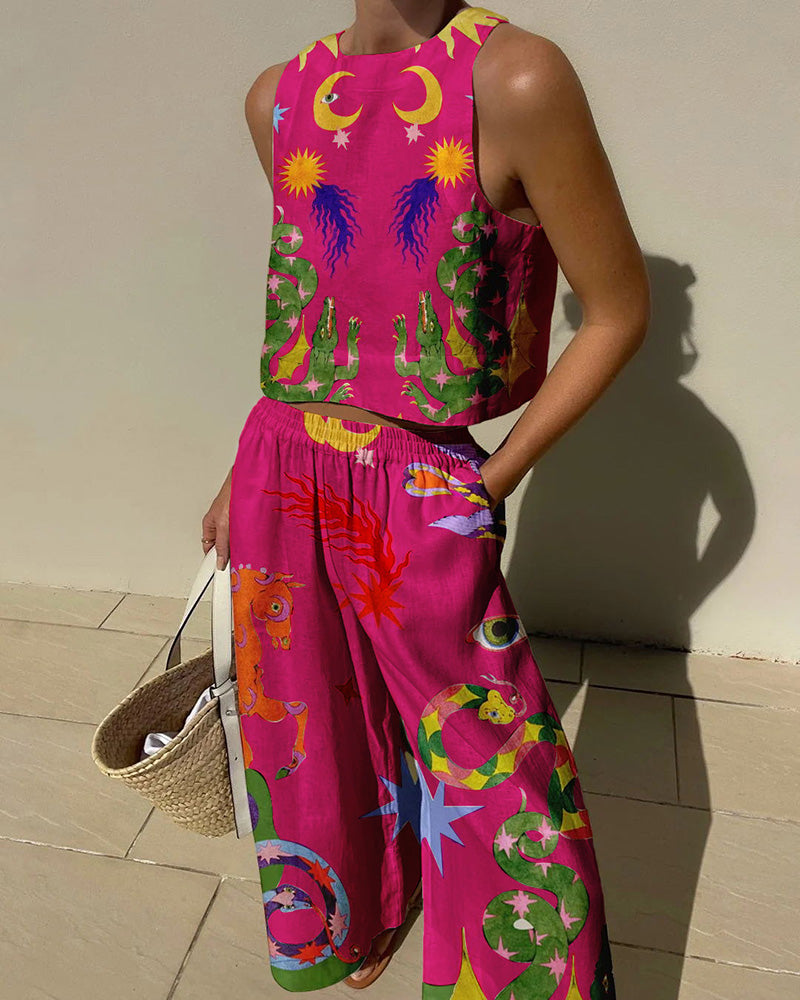 ISLAND DREAMING PANTS SET Rose Red