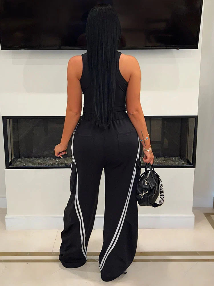 Denim Contrast Cargo Joggers