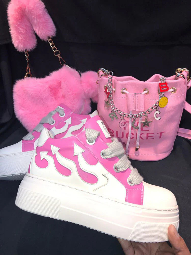 PU Flame Low-Top Sneakers