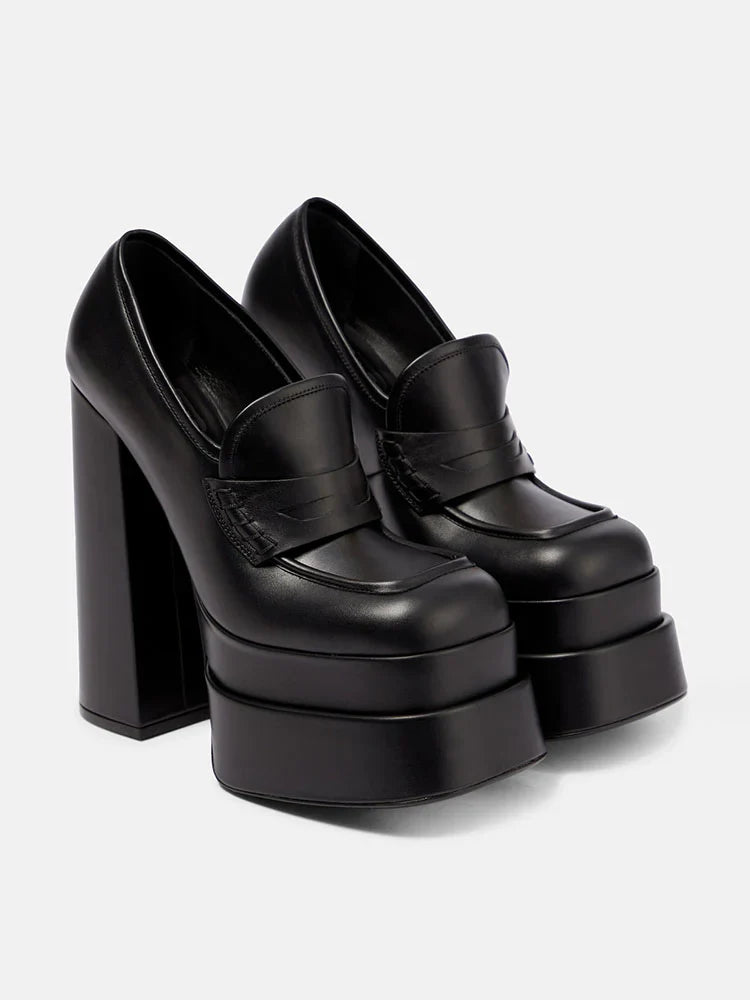 Leather Platform Loafers