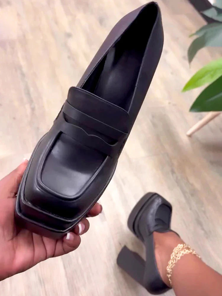 Leather Platform Loafers