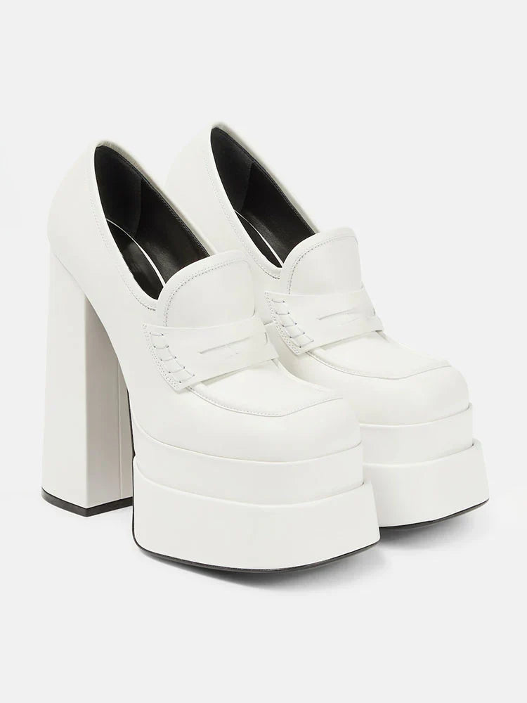 Leather Platform Loafers