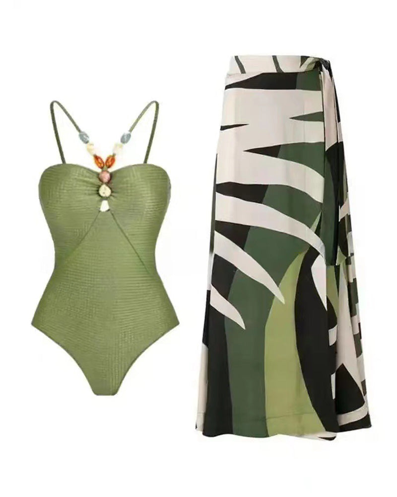Fun In Tulum Swimsuit Set Green-1