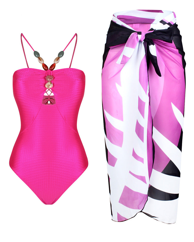 Fun In Tulum Swimsuit Set Rose-Red-1