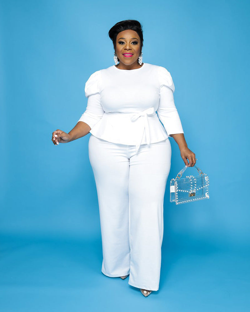 ELISA PEPLUM SET White
