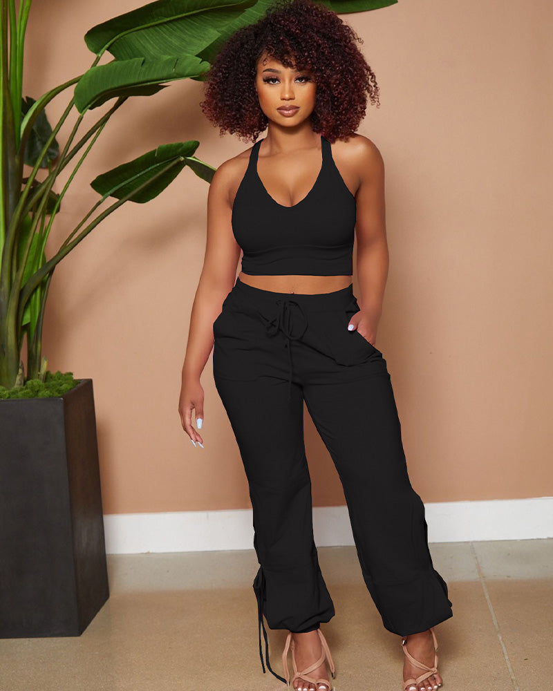 There She Goes Pant Set Black