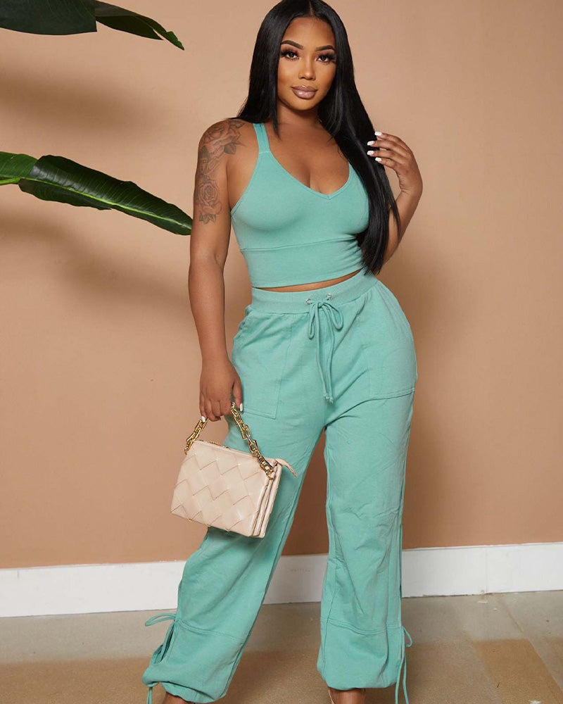 There She Goes Pant Set Fluorescent Green