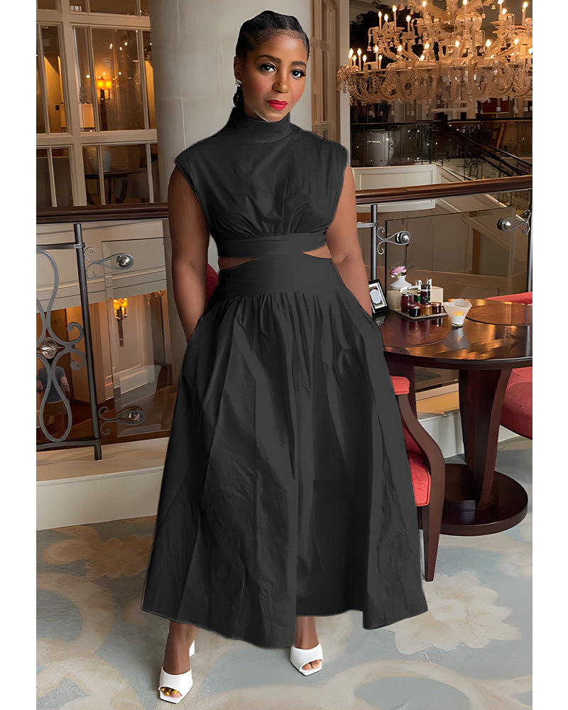 Zion Days Cutout Midi Dress Black