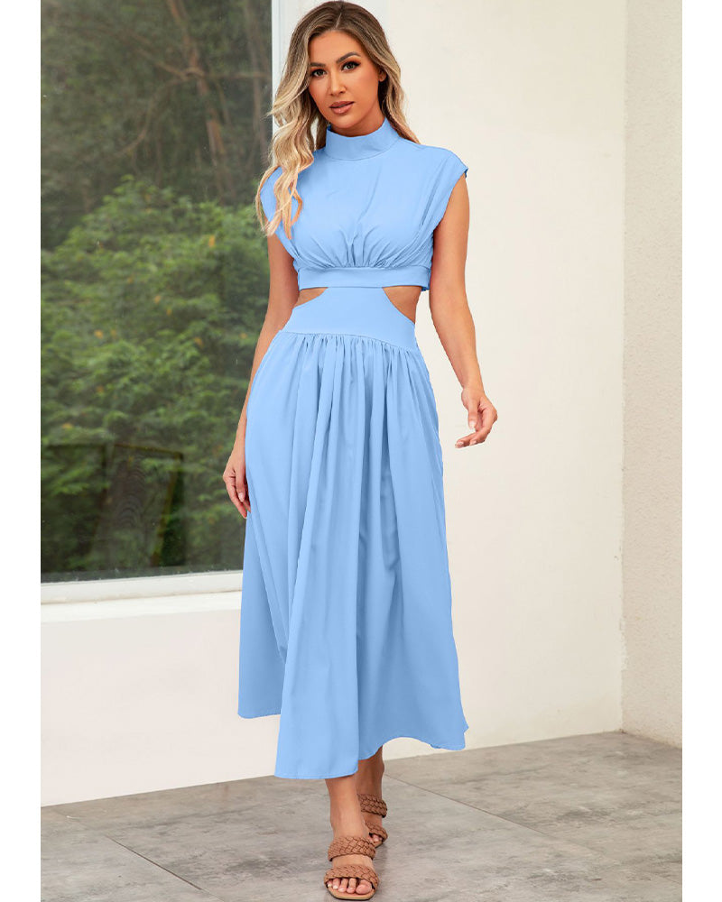Zion Days Cutout Midi Dress Light Blue
