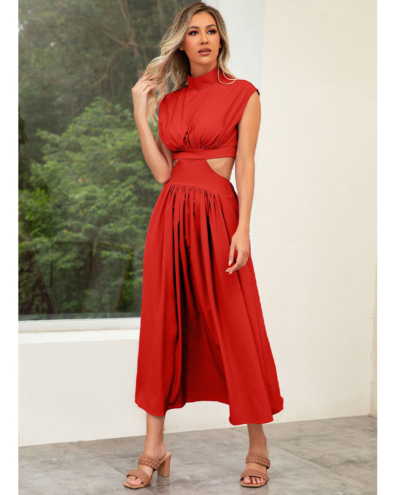 Zion Days Cutout Midi Dress Red