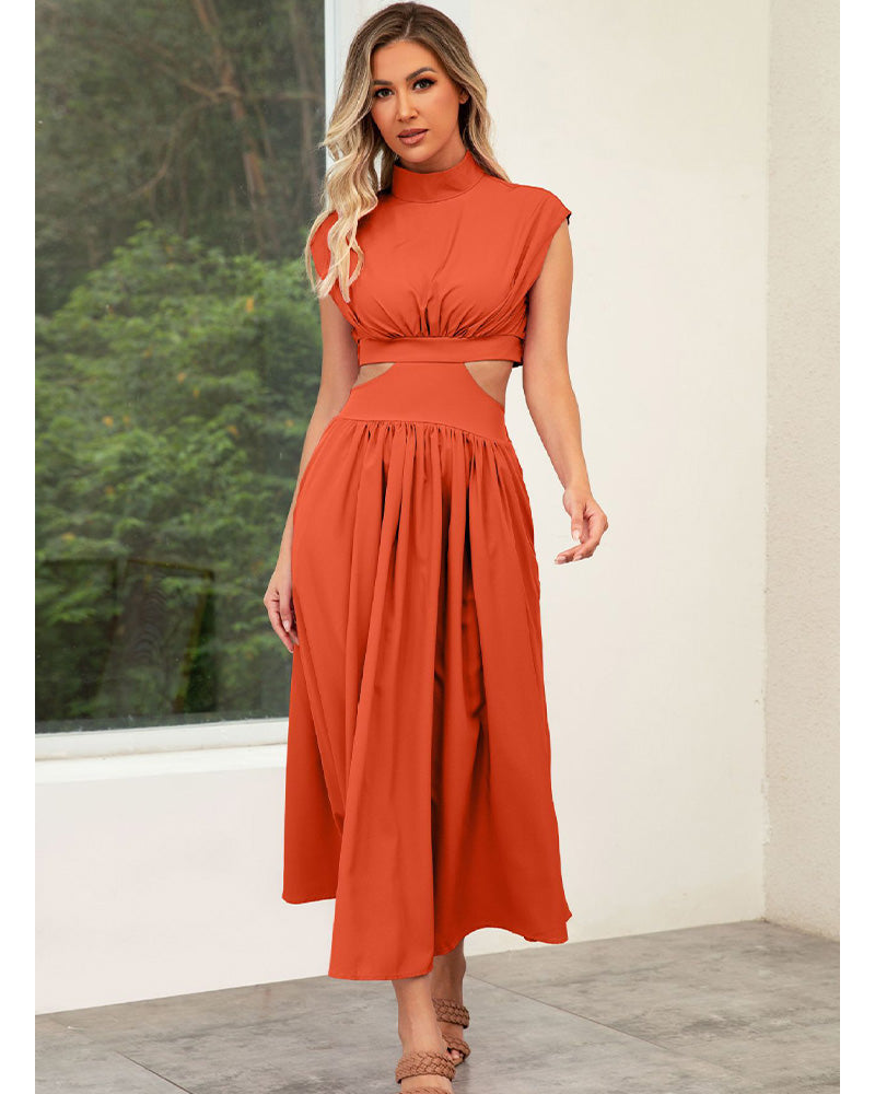 Zion Days Cutout Midi Dress Orange