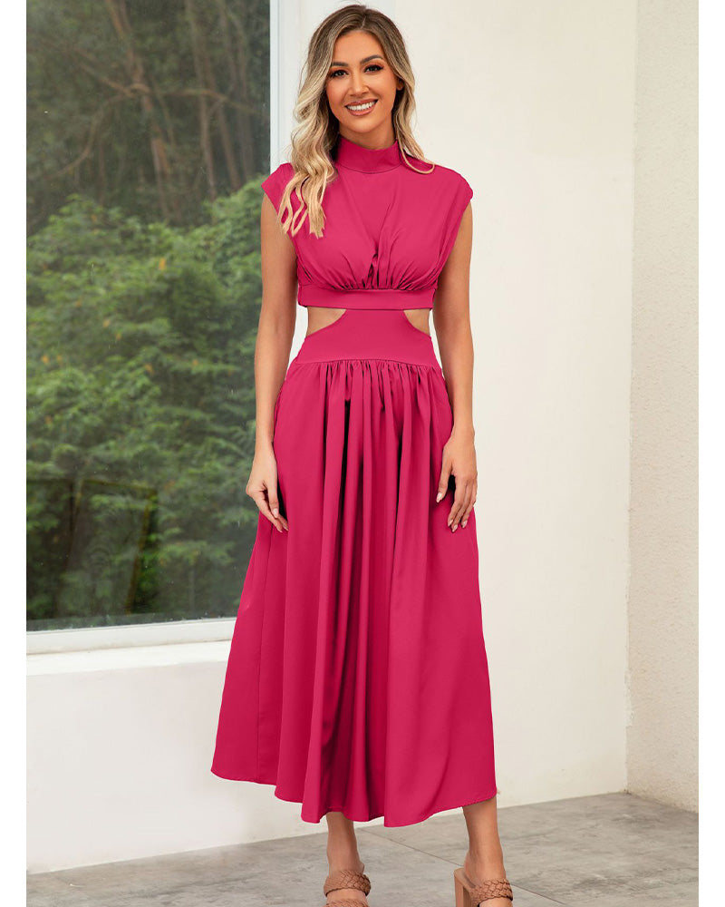 Zion Days Cutout Midi Dress Rose Red