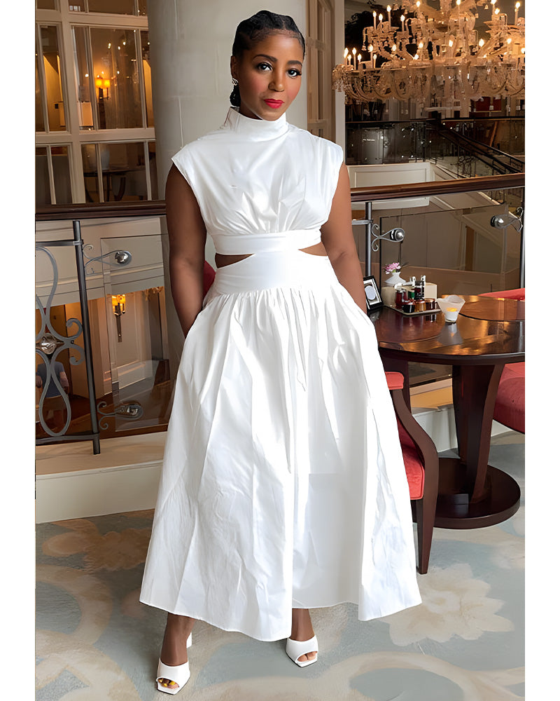 Zion Days Cutout Midi Dress White