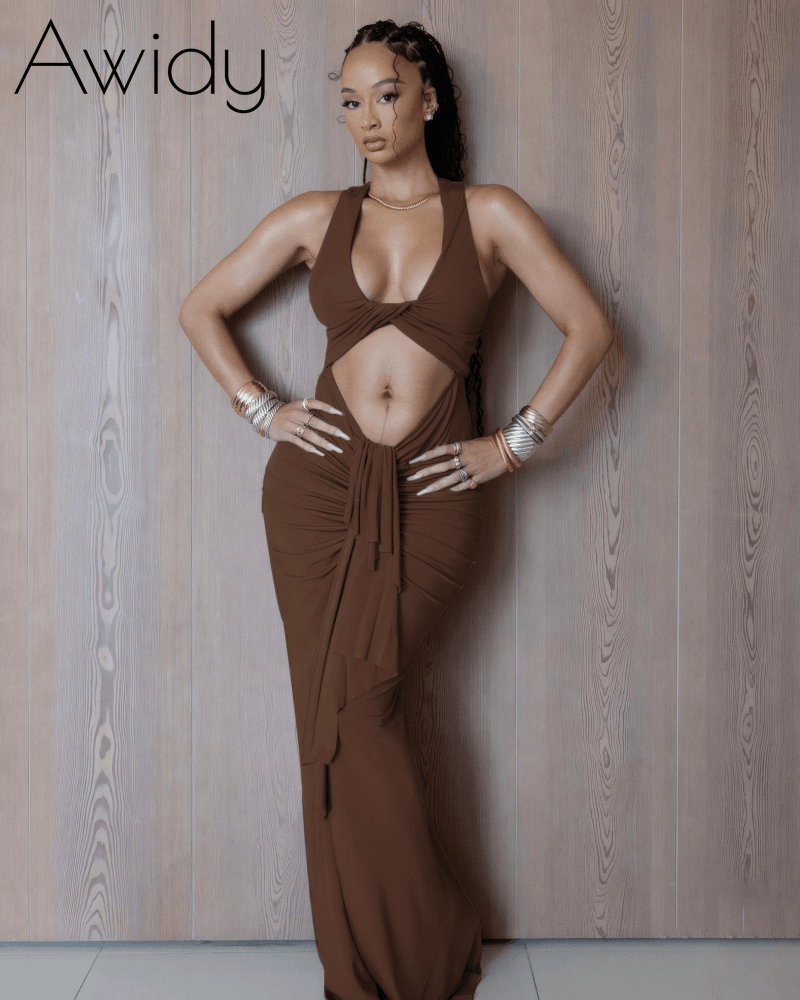 Desert Dusk Halter Wrap Maxi Dress