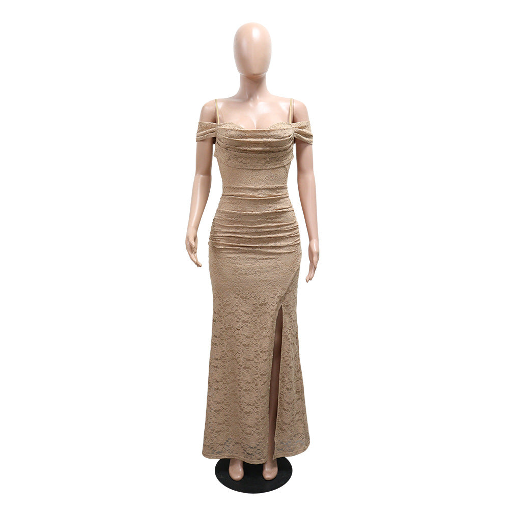 Women Sexy Spaghetti Strap Slit Party Dress Sleeveless Maxi Dress