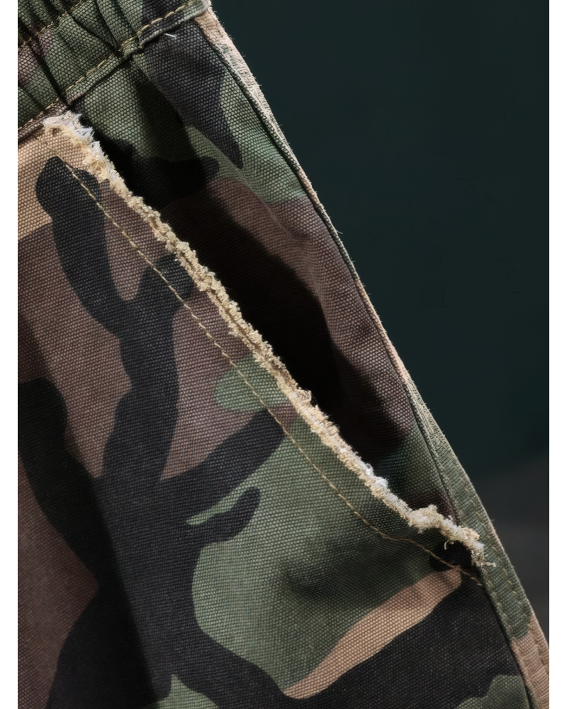 Grunge Camo Studded Cargo Shorts
