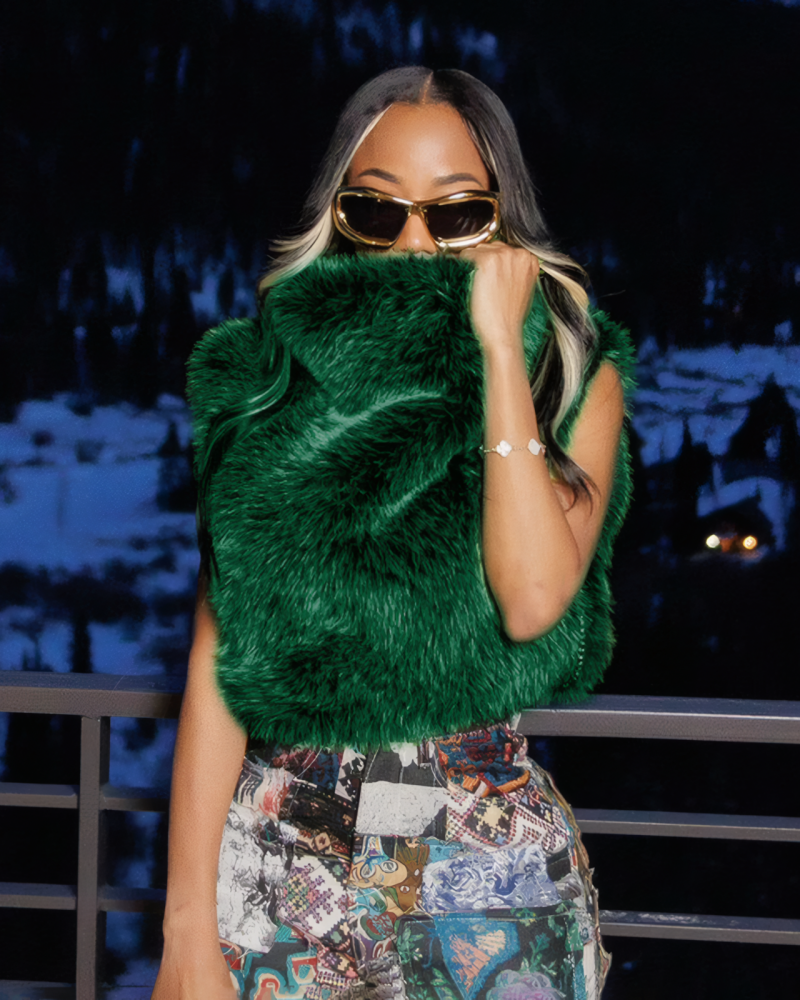 HEADED TO ASPEN SLEEVELESS FUR TOP