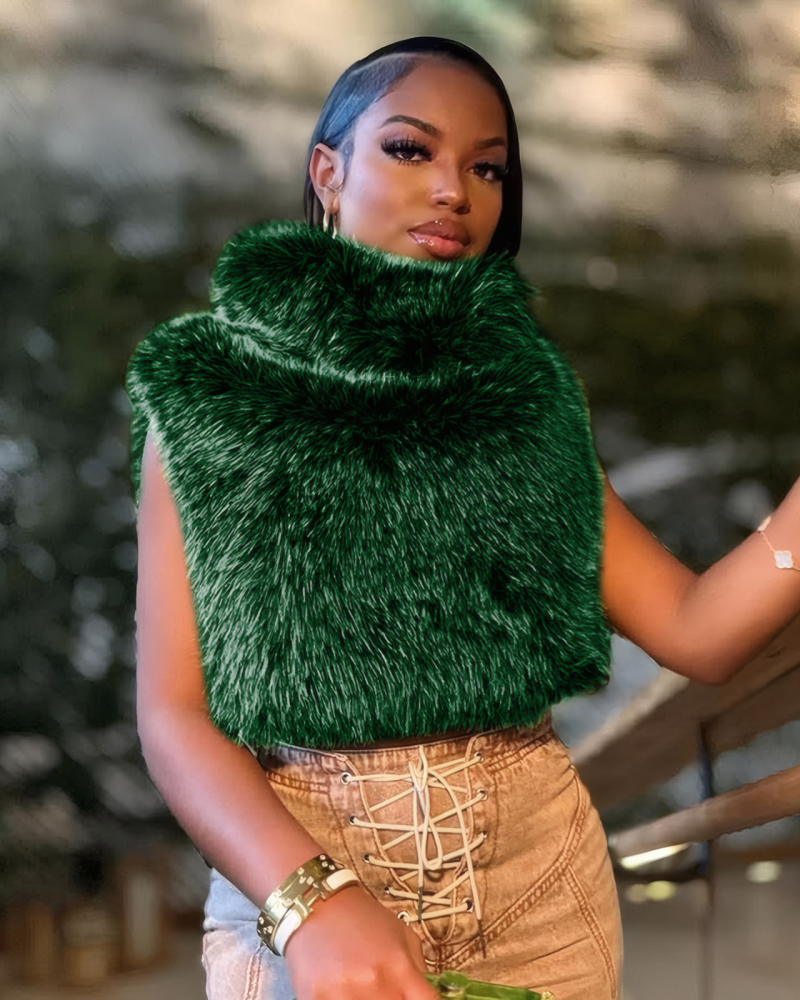 HEADED TO ASPEN SLEEVELESS FUR TOP