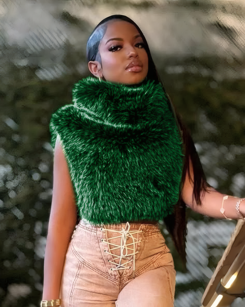 HEADED TO ASPEN SLEEVELESS FUR TOP