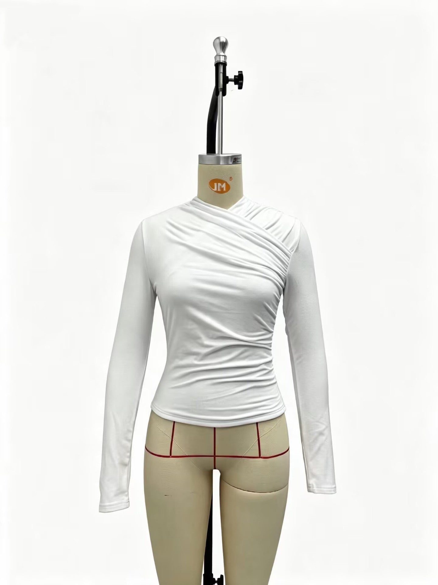 Cross-Pleated T-Shirt Top for Casual Wear