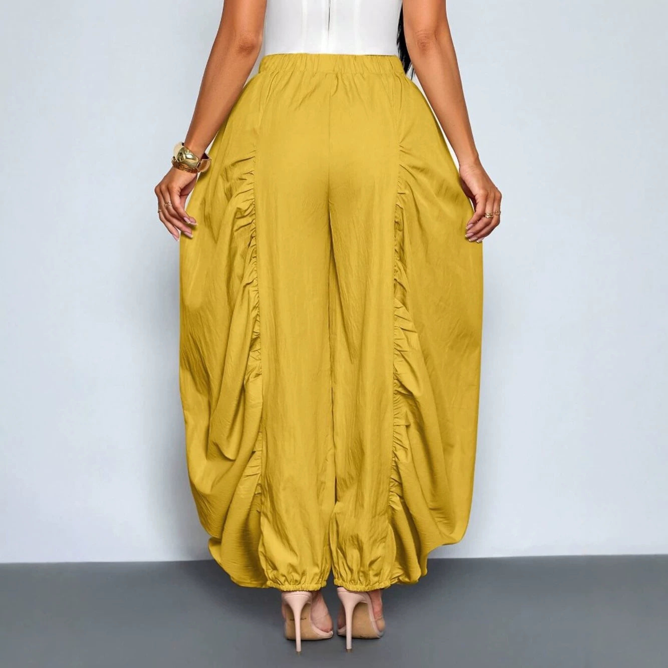 Ruched Lantern Jogger Pants for Casual Wear
