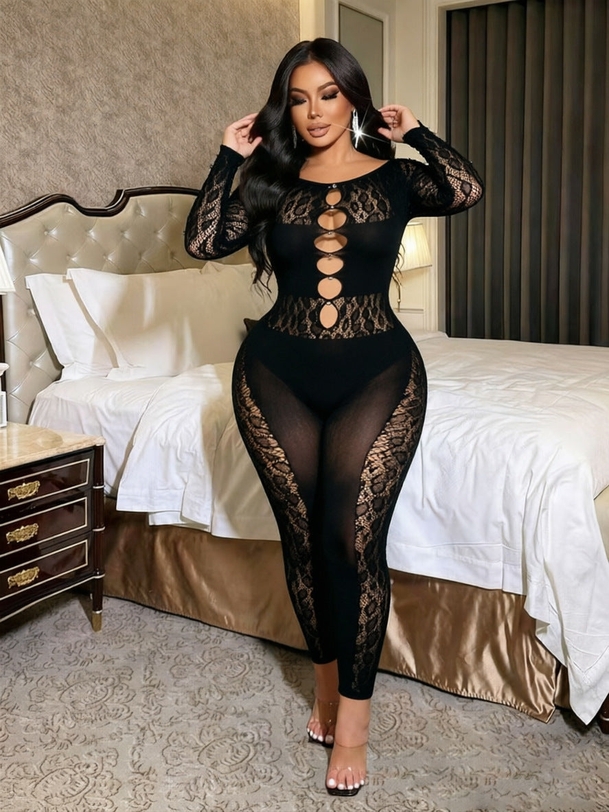 Shimmer Mesh Long Sleeve Jumpsuit for Intimate Lingerie