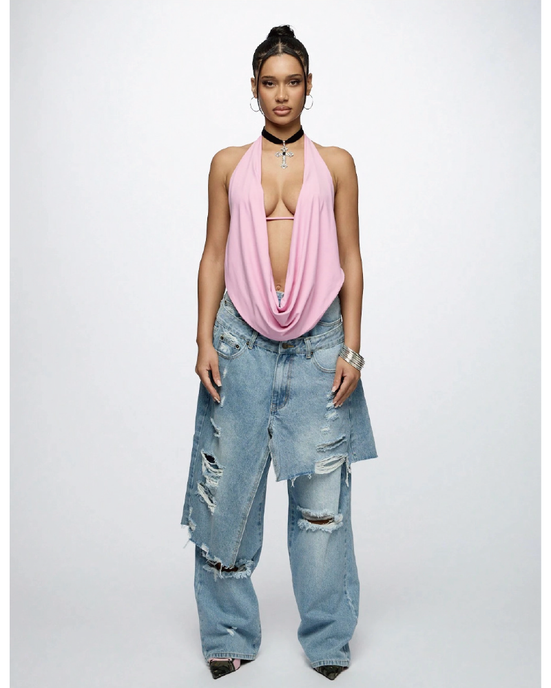 Double Waistband Wide Leg Jeans