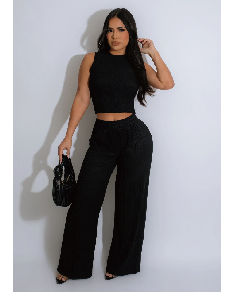 Girly Pop Pant Set Black