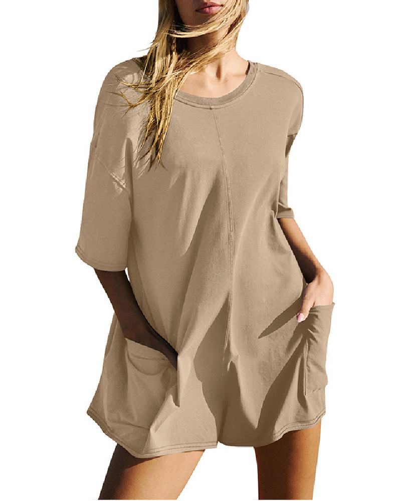 Breezy Chic Zomerse Romper Khaki