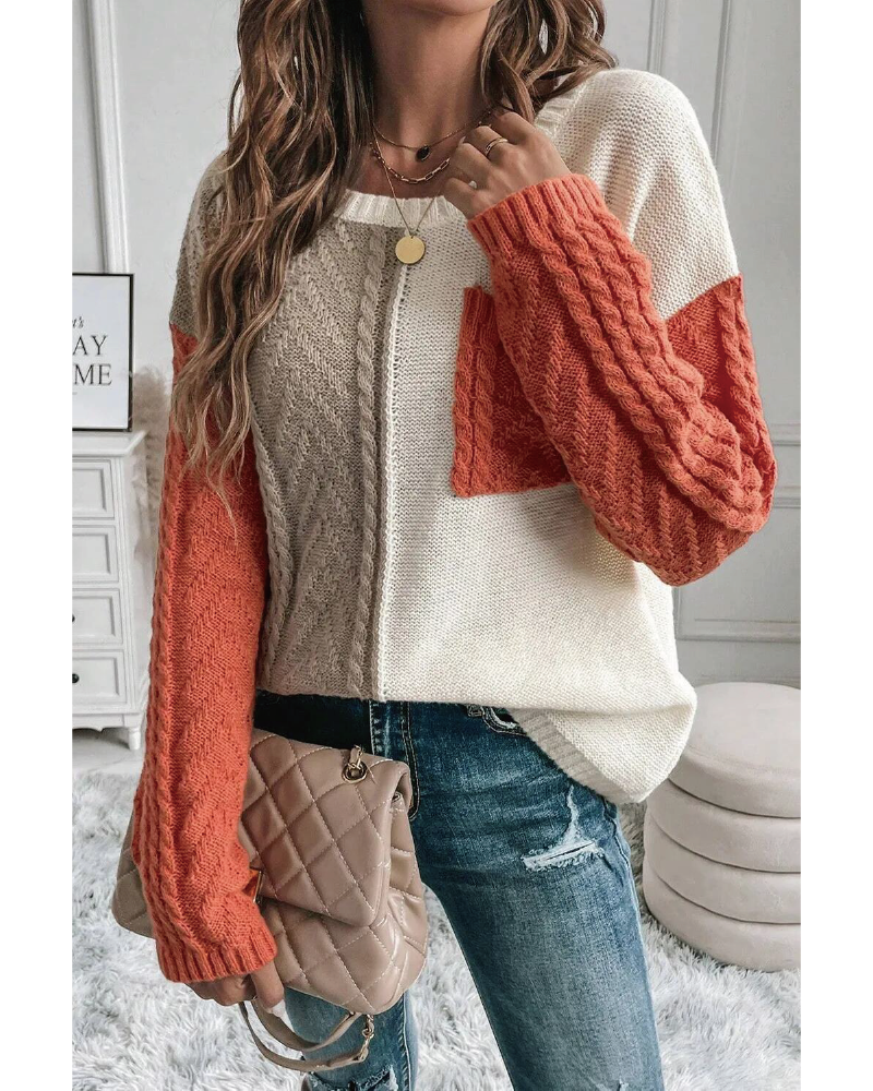 Johnnie Colorblock Sweater Orange L