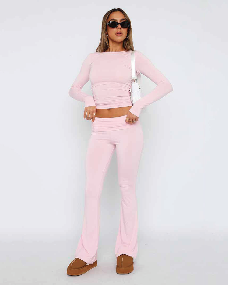 Bona Fides Flare Pant Set Pink