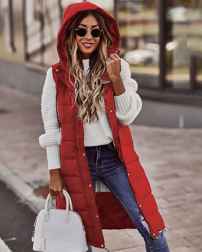 Maxi Puffer Vest Red