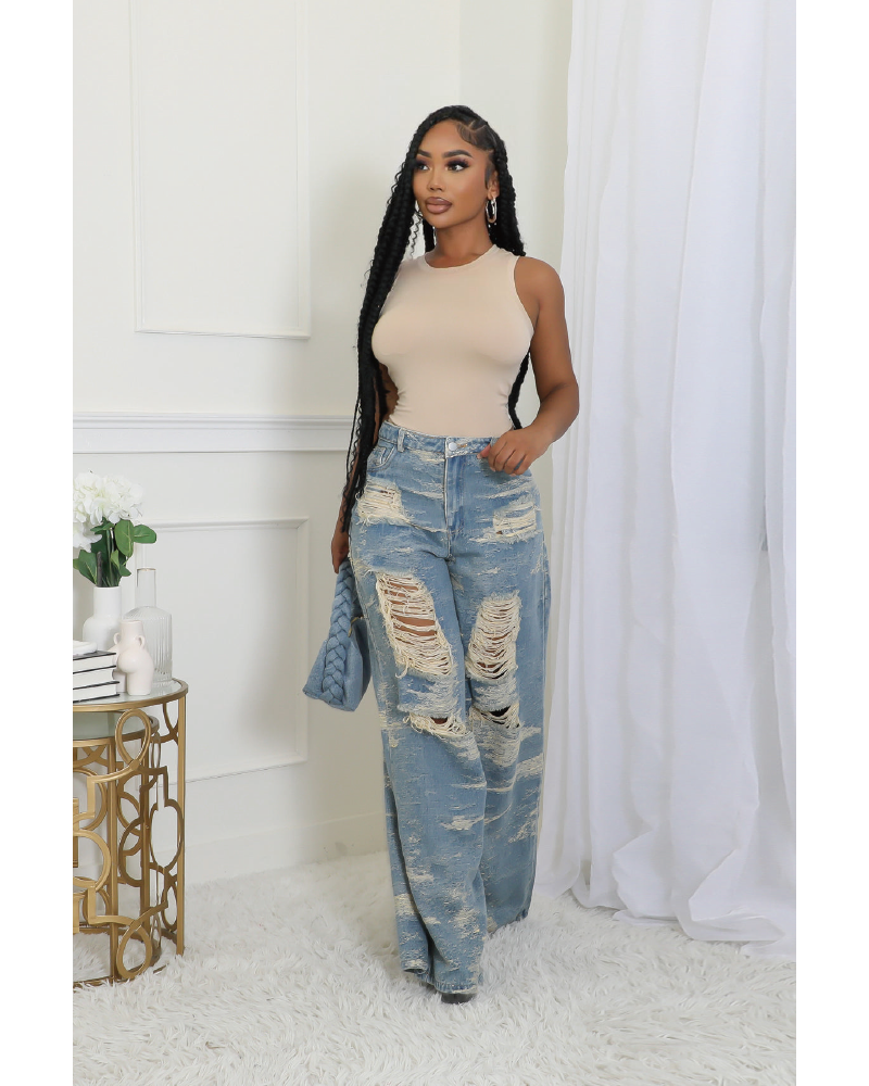 Madrid Muse Denim Pants Denim Blue