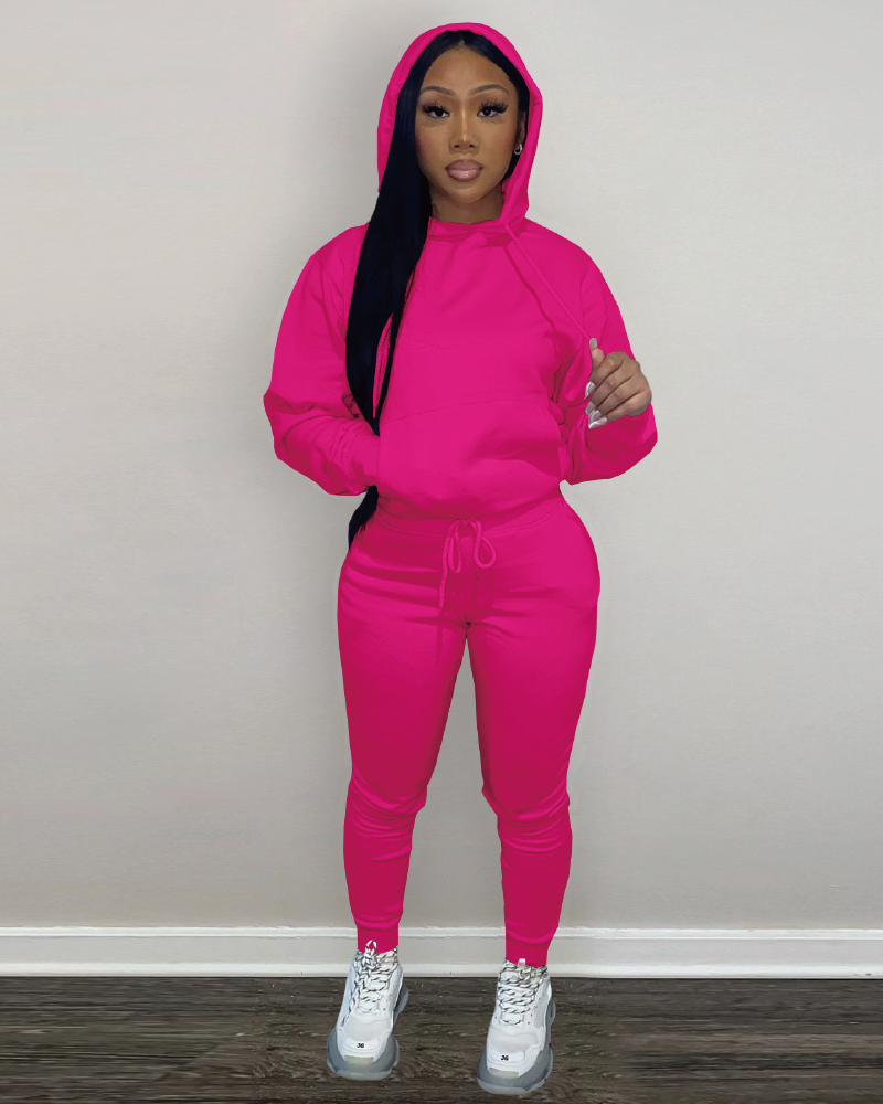 Simple Baddie Pant Set Hot Pink