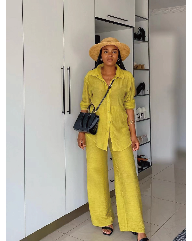 Brielle 2 Piece Linen Set Yellow