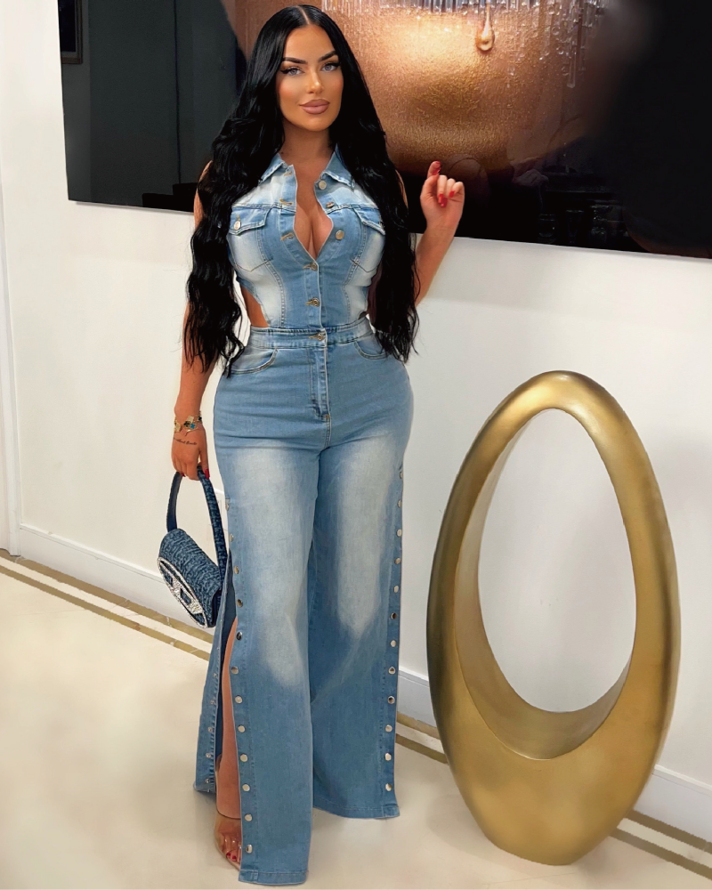 Sharlene Denim Jumpsuit Blue
