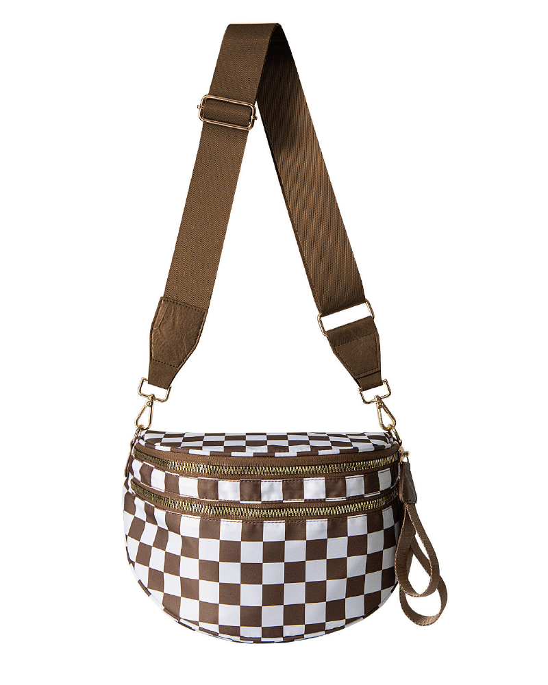 Checkered Bum Bag Brown