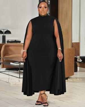 First Sunday Cape Dress Black