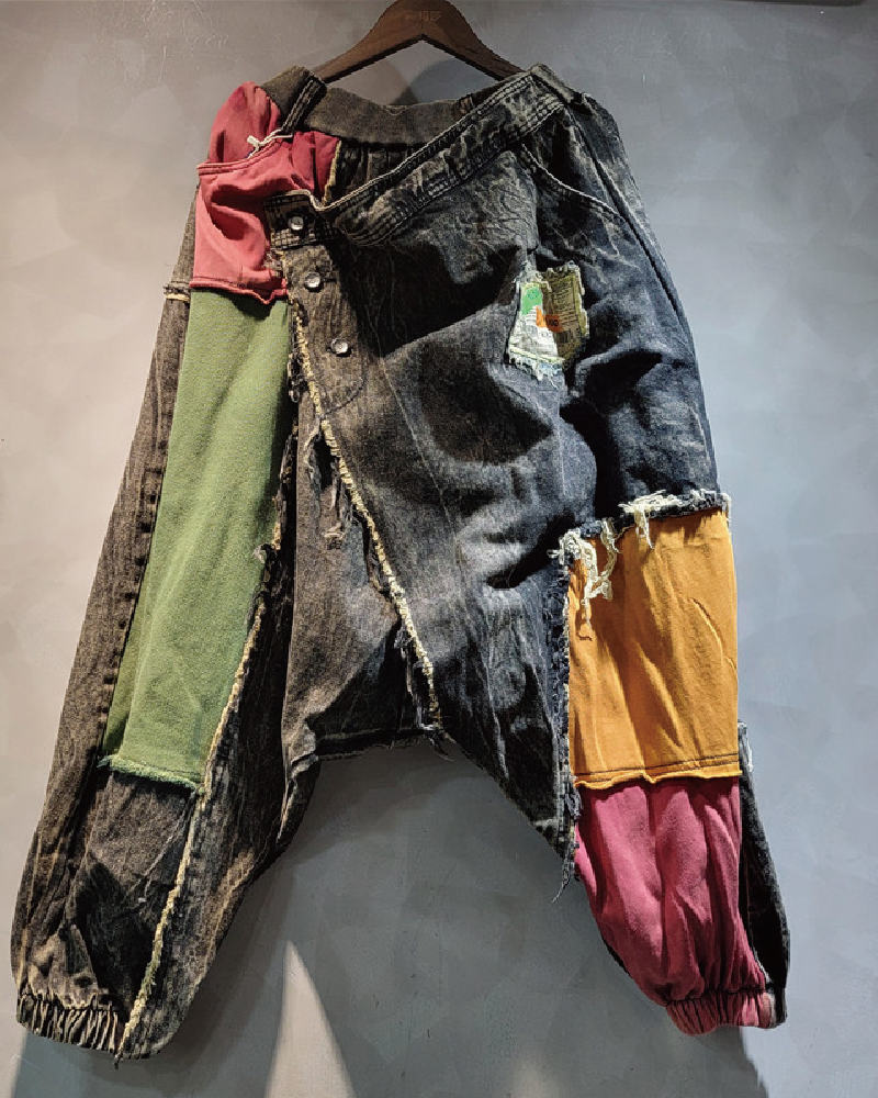 DENIM HAREM DROP CROTCH JOGGERS Black