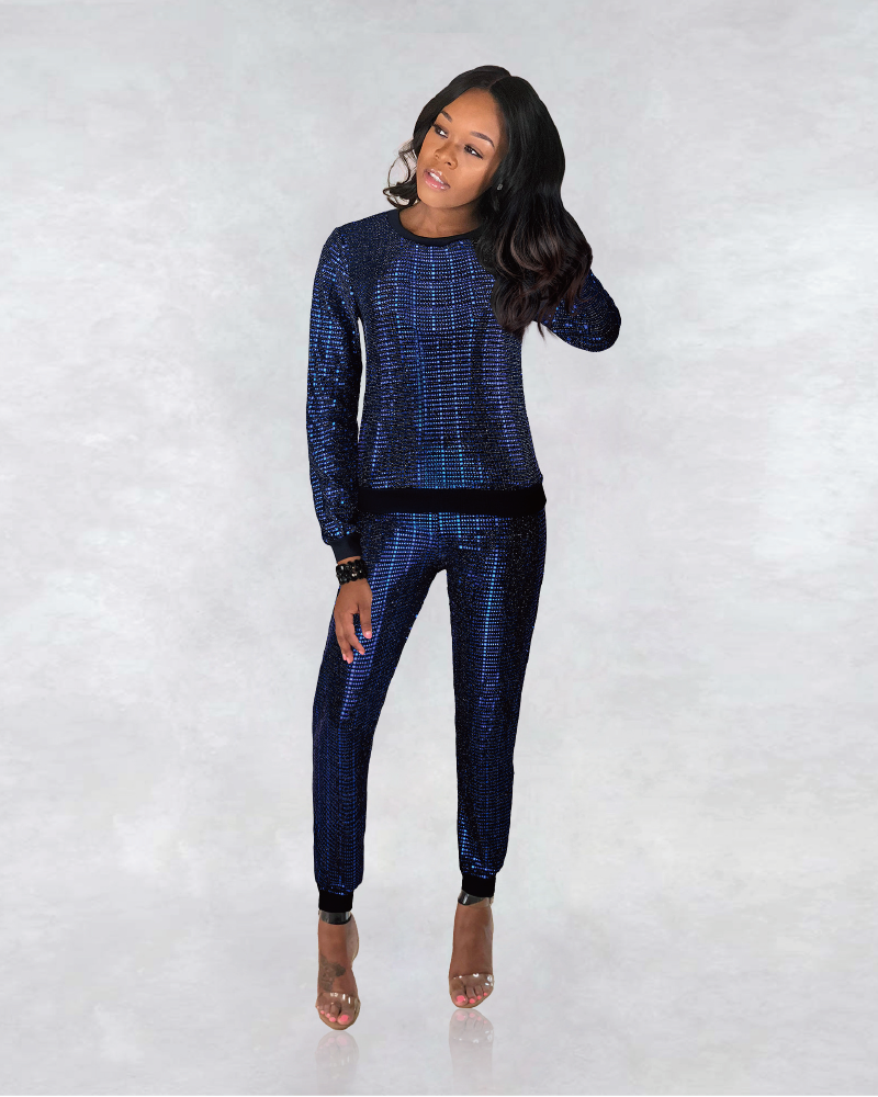 Bling Bling Sweatpants Set LightBlue