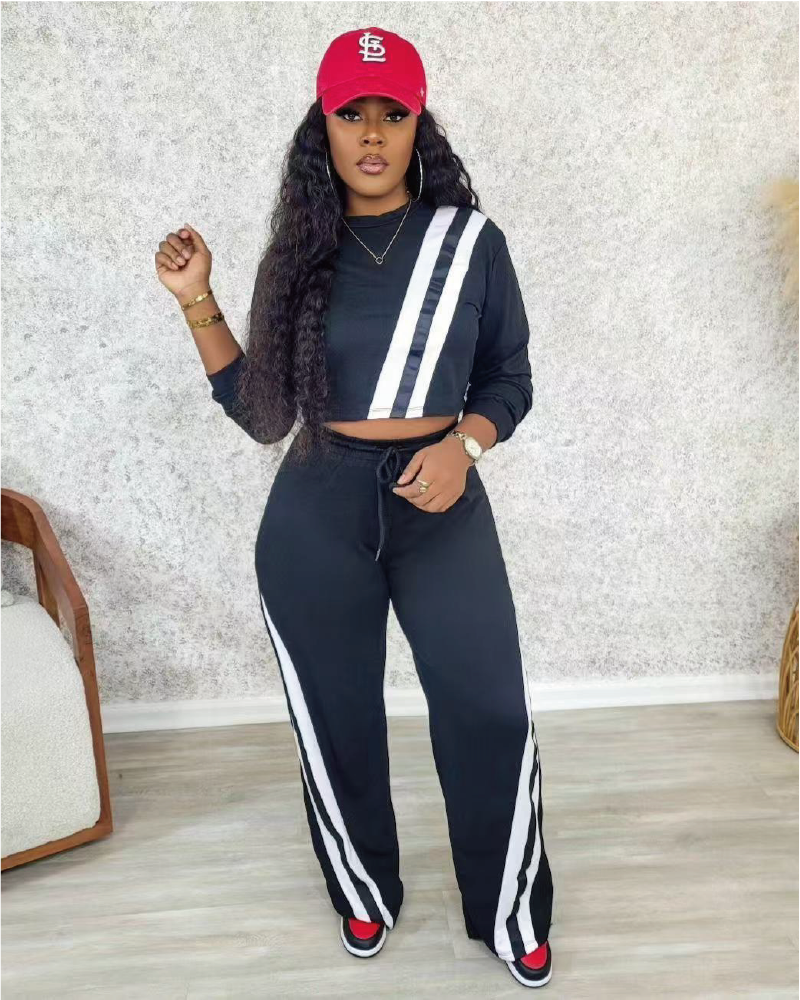 Mean Strips Pant Set Black