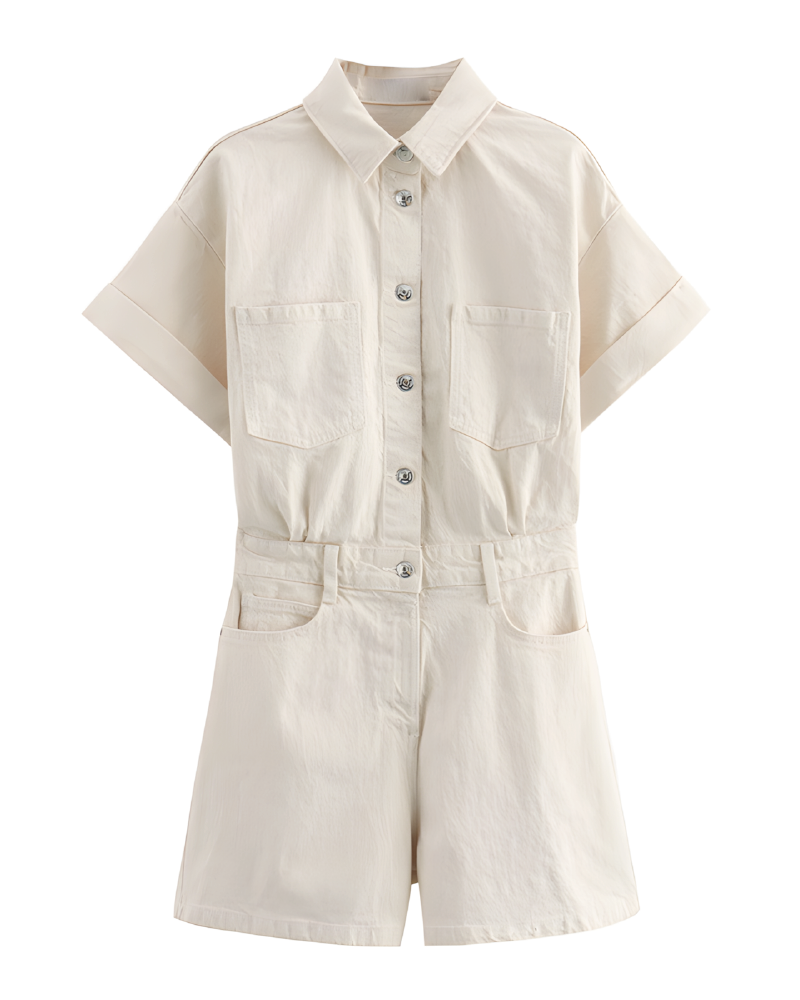 Press Pause Romper Beige