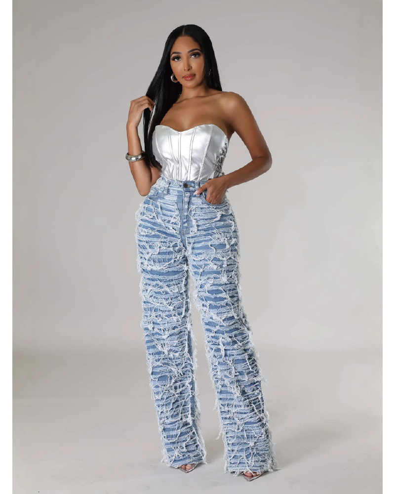 Remi Distressed Jeans Light Denim Blue